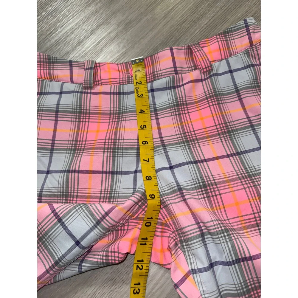 Nike Golf Tour Performance Dri-FIT Plaid Shorts Pink Orange Grey Womens 8